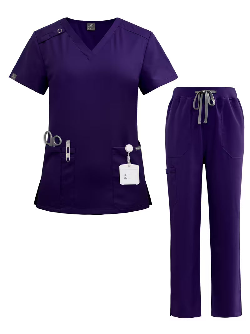Scrub da Donna - Top con Scollo a V e Tasche + Pantalone