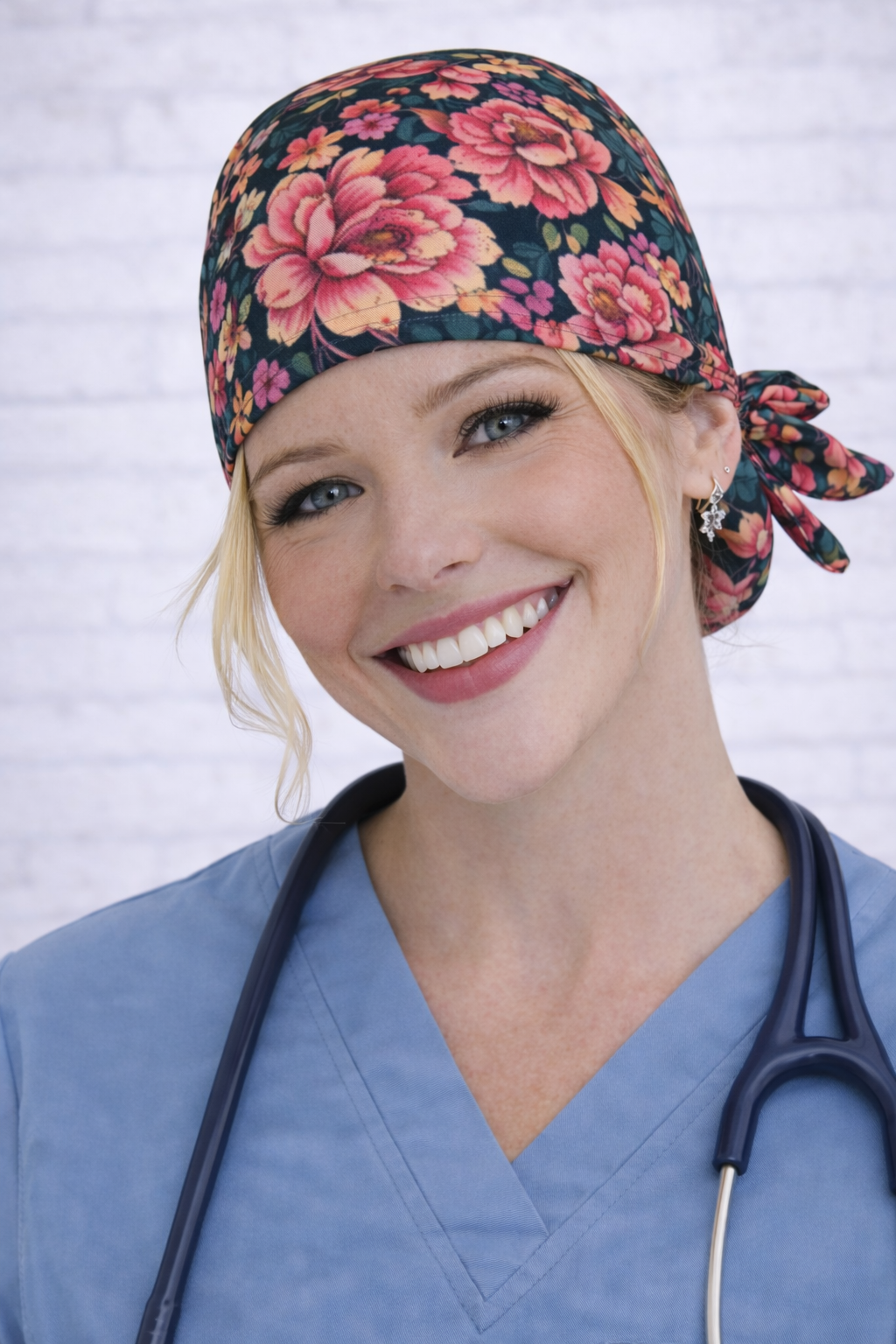 Cuffietta Chirurgica Floral Bloom Scrub per Infermieri, Medici, Chirurghi, Operatori Sanitari