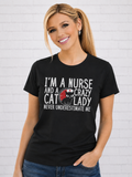 T-shirt Nurses Loves Cats Donna per Infermiera, Tecnico Veterinario