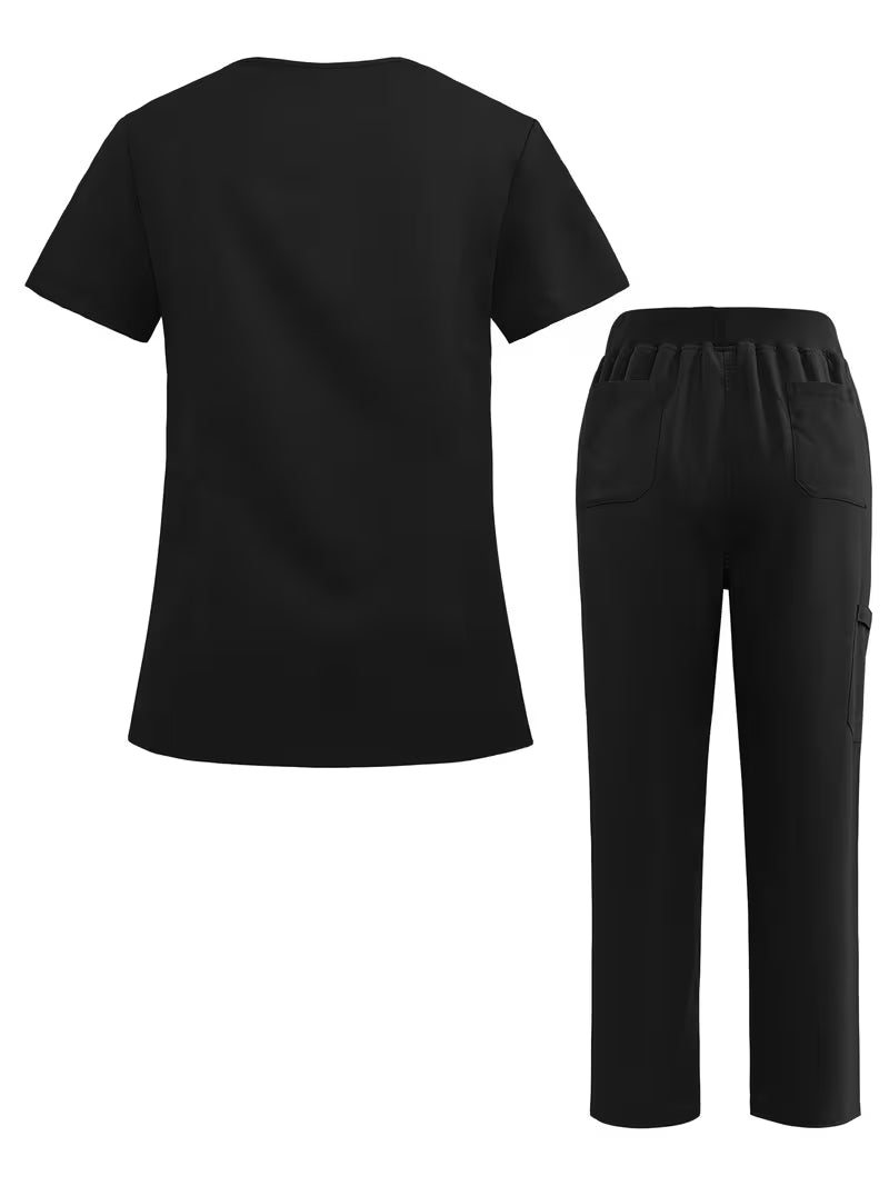 Scrub da Donna - Top con Scollo a V e Tasche + Pantalone