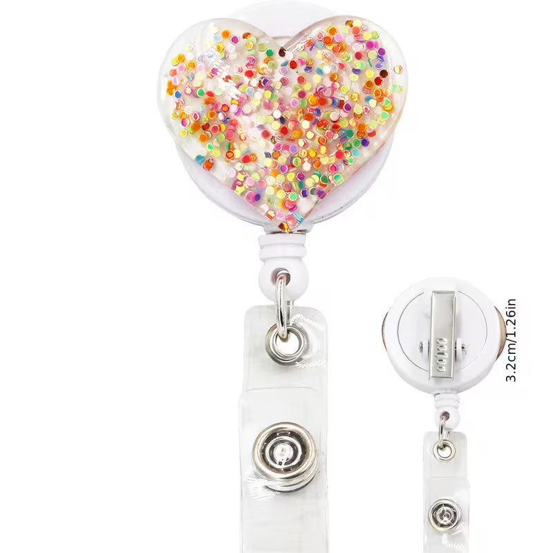 Portabadge Cristal con Clip a forma di Cuore per Infermieri, Medici, Operatori Sanitari