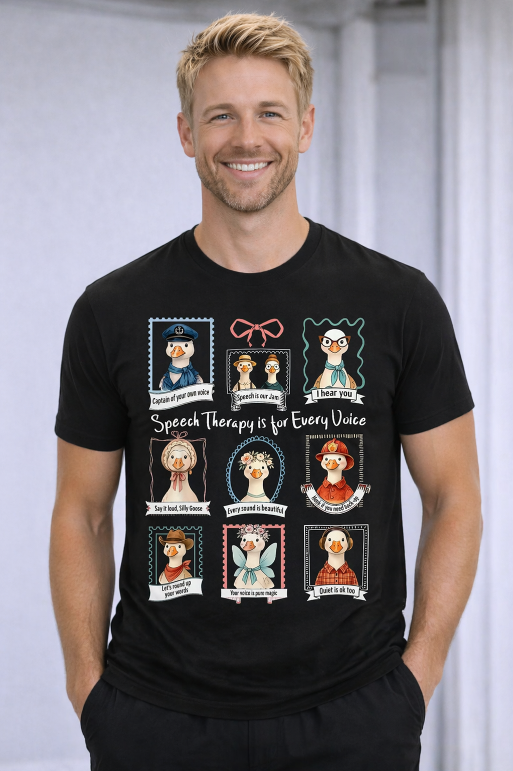 T-shirt Goose Voice Uomo per Logopedista, Terapista della Parola