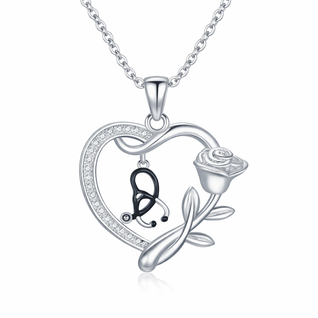 Collana Cuore di Cura in Argento per Infermieri, Medici, Operatori Sanitari