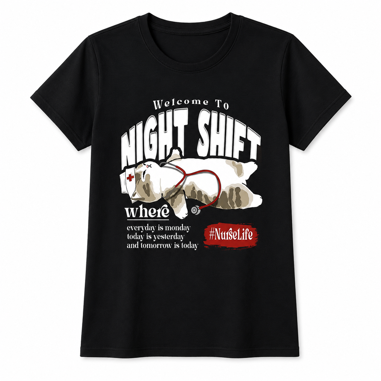 T-shirt Welcome to Night Shift Donna per Infermiera, Tecnico Veterinario