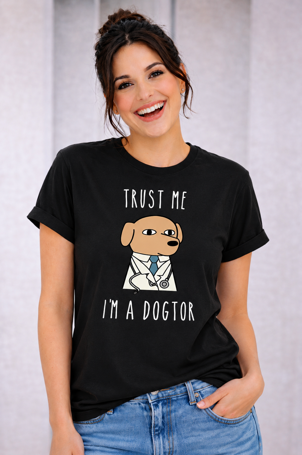 T-shirt Trust Me Dogtor Donna per Medico, Veterinario, Personale Sanitario