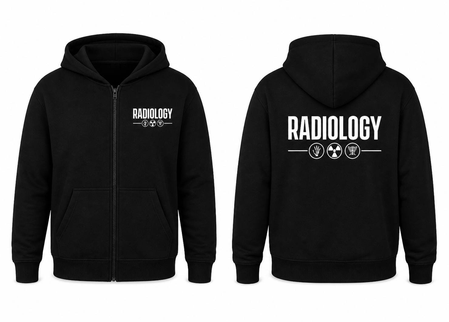 Felpa Radiology Crew Uomo con Zip per Radiologo, Medico, Tecnico di Radiologia, Infermiere,