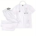 Scrub Bianco da Uomo con Scollo a V e Tasche + Pantalone