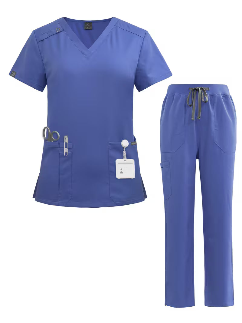 Scrub da Donna - Top con Scollo a V e Tasche + Pantalone