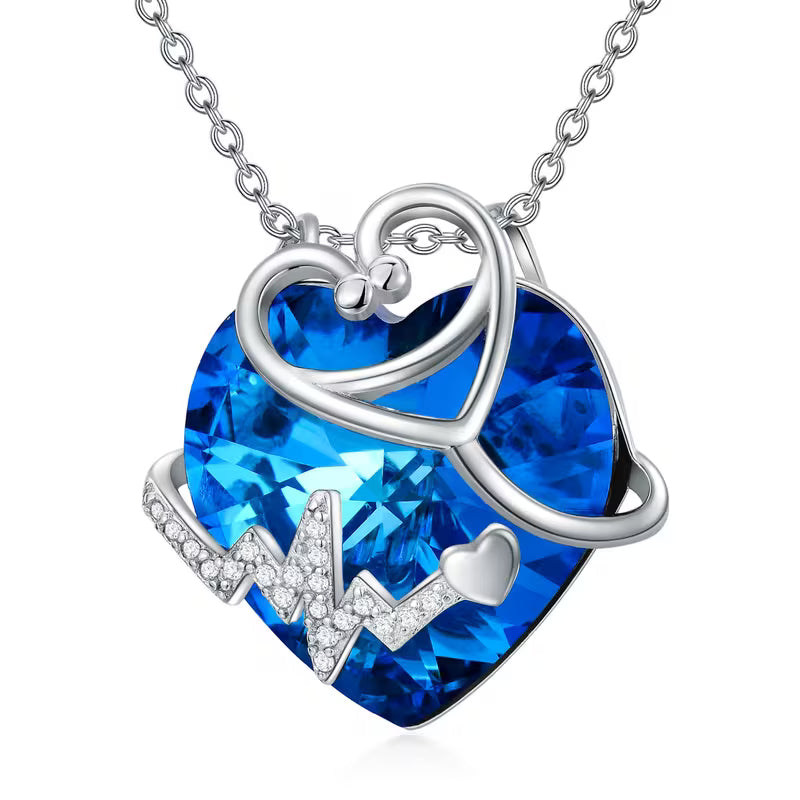 Collana Cristal in Argento e Pietra Portafortuna in Cristallo Artificiale Austriaco