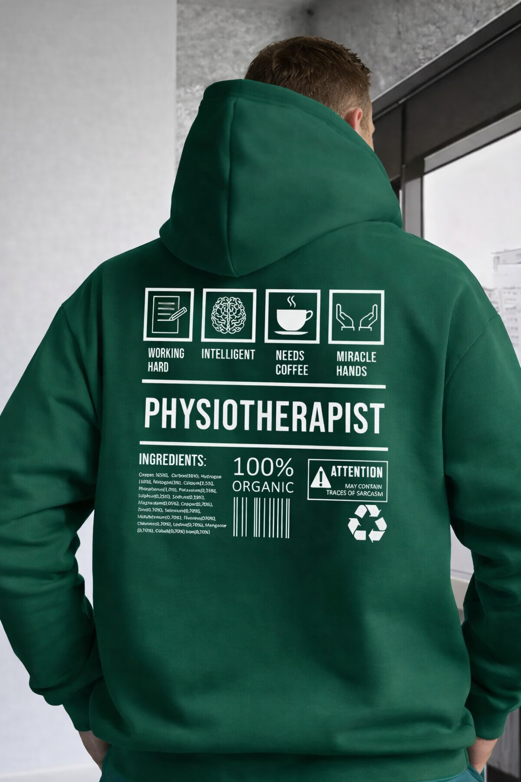 Felpa Physioterapist Uomo con Cappuccio per Fisioterapista