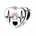 Charm Paw Beat Placcato Argento per Veterinaria, Infermiera, Operatrice Sanitaria