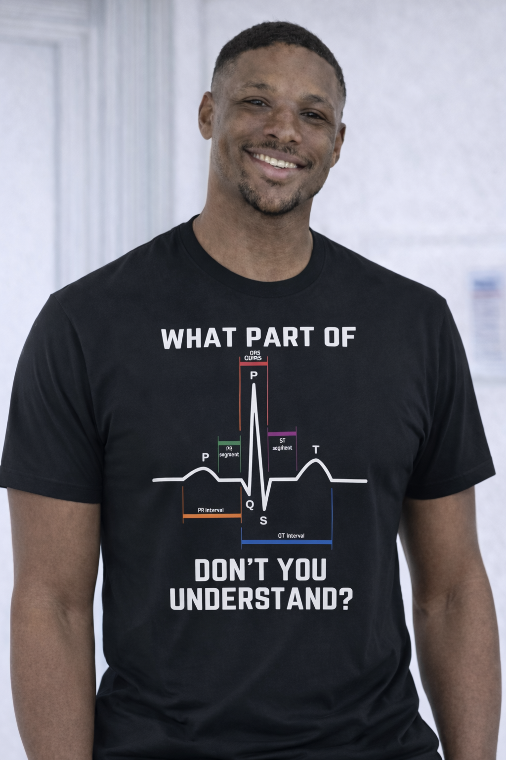 T-shirt QRST Uomo per Medici, Cardiologi, Infermieri, Operatori Sanitari