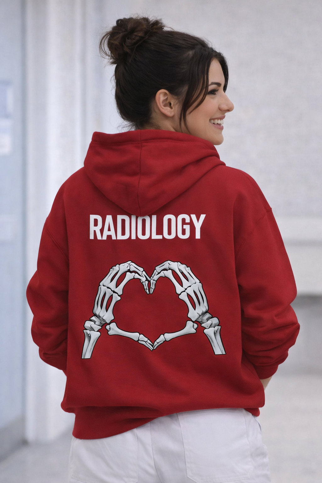 Felpa Love Radiology Donna con Cappuccio per Medici Radiologi, Tecnici di Radiologia, Infermieri