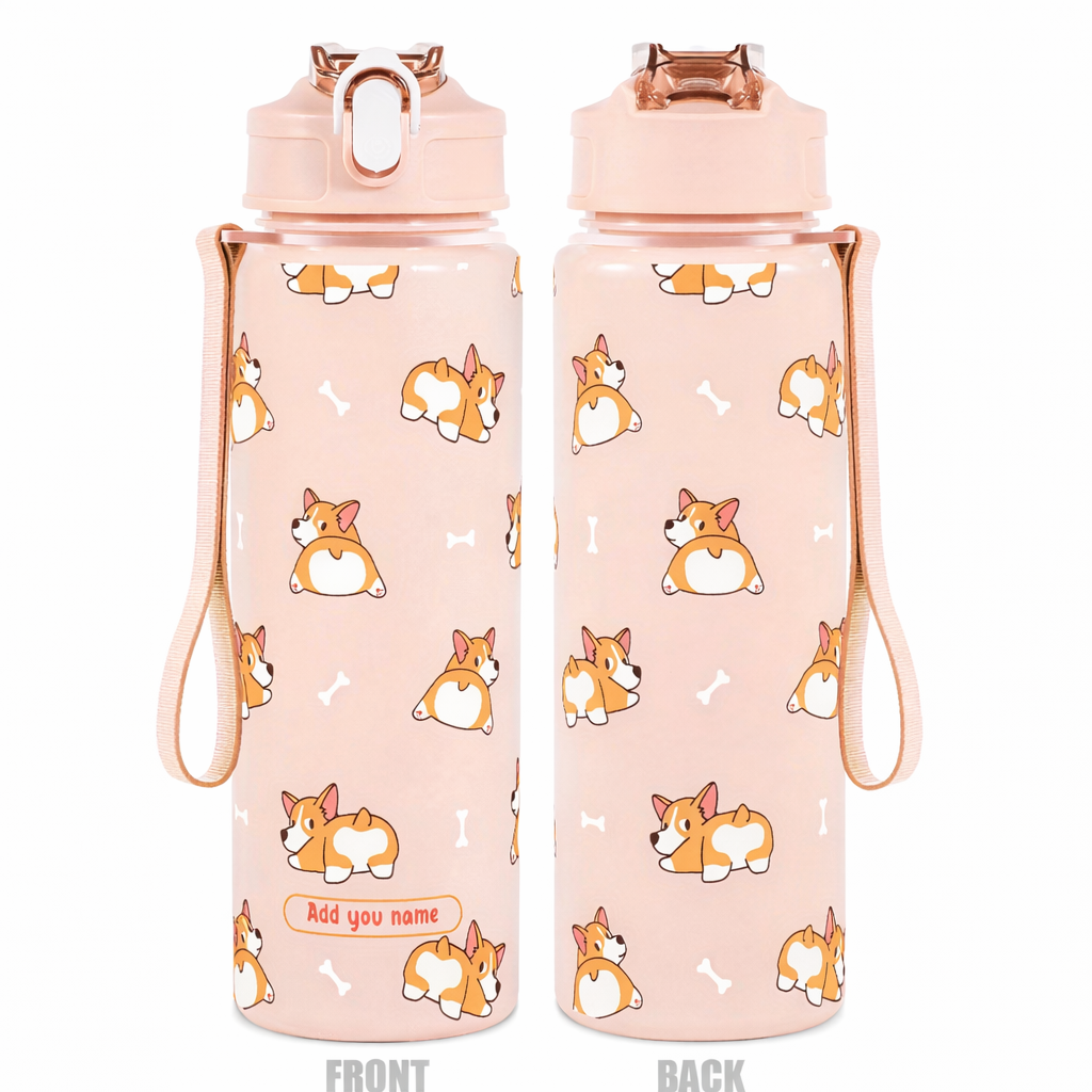 Borraccia Corgi Bottle Personalizzabile 750 ml Acciaio Inox con Cannuccia
