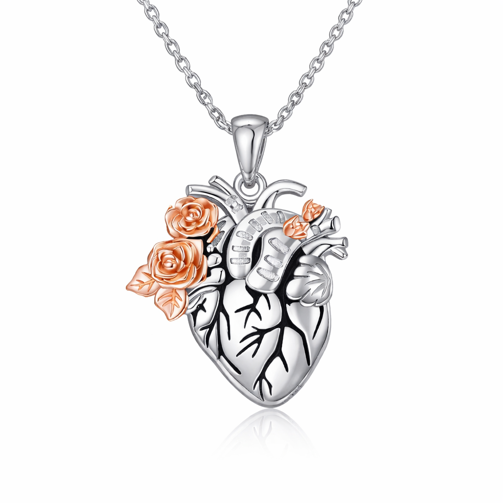 Collana Cuore Fiorito in Argento per Infermieri, Medici, Operatori Sanitari