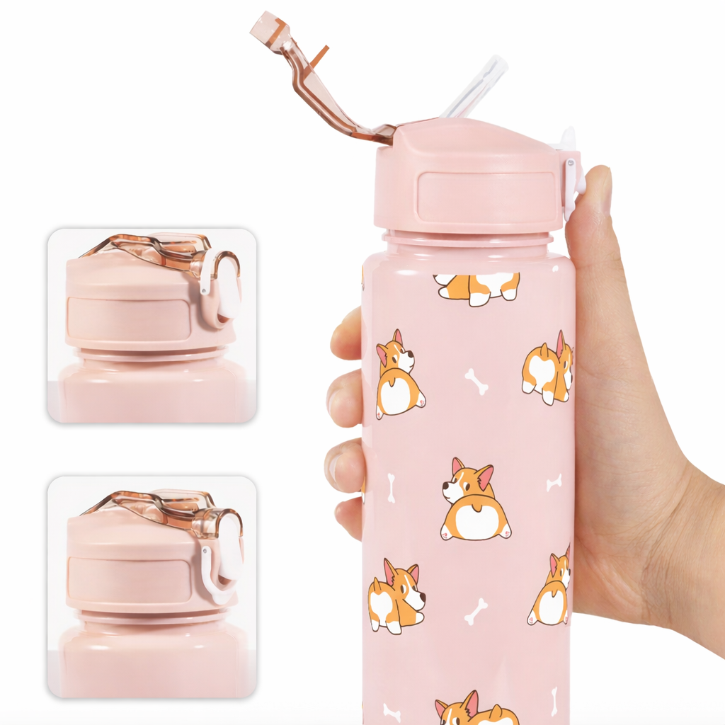 Borraccia Corgi Bottle Personalizzabile 750 ml Acciaio Inox con Cannuccia