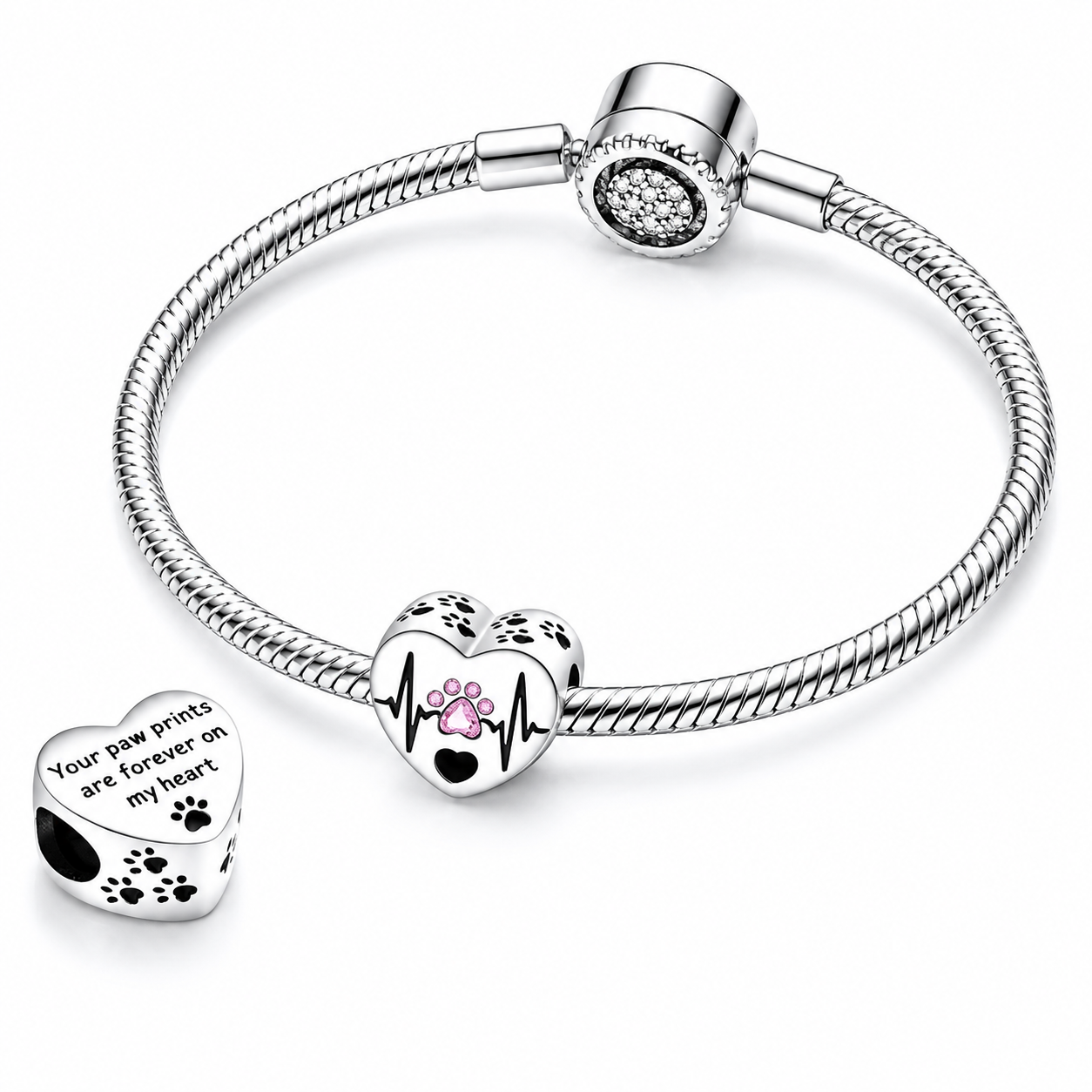 Charm Paw Beat Placcato Argento per Veterinaria, Infermiera, Operatrice Sanitaria