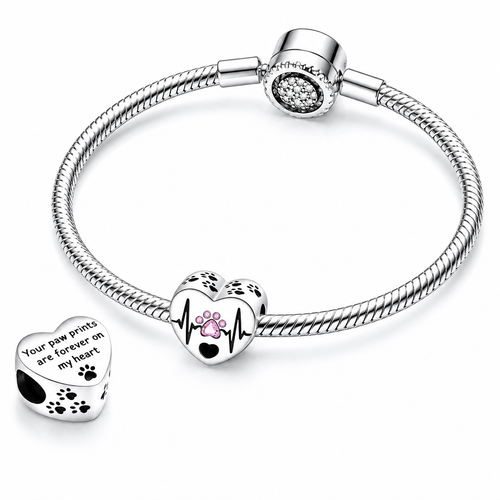 Charm Paw Beat Placcato Argento per Veterinaria, Infermiera, Operatrice Sanitaria