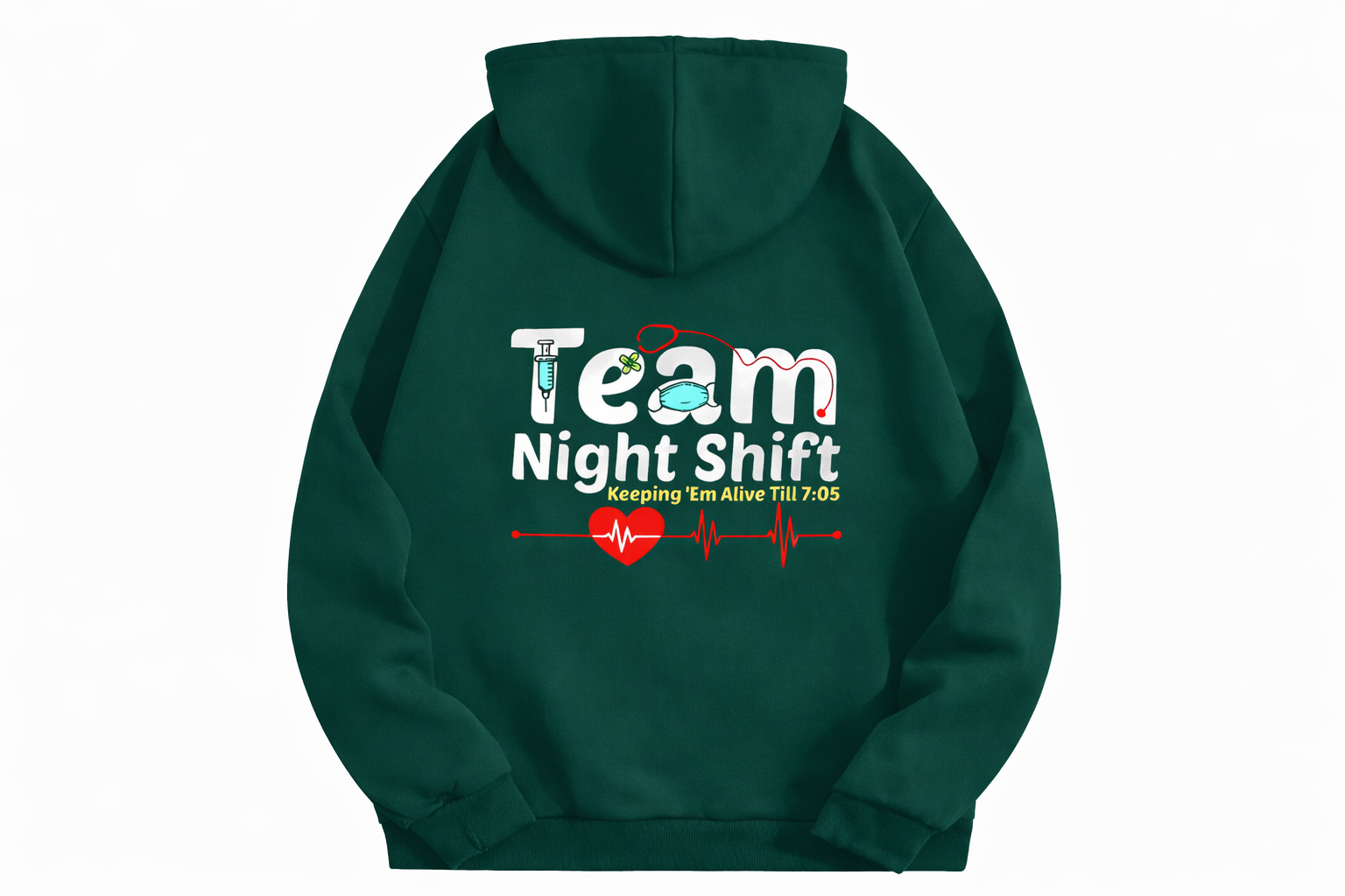 Felpa Night Shift Team Donna con Cappuccio per Infermieri, OSS, Medici, Operatori Sanitari