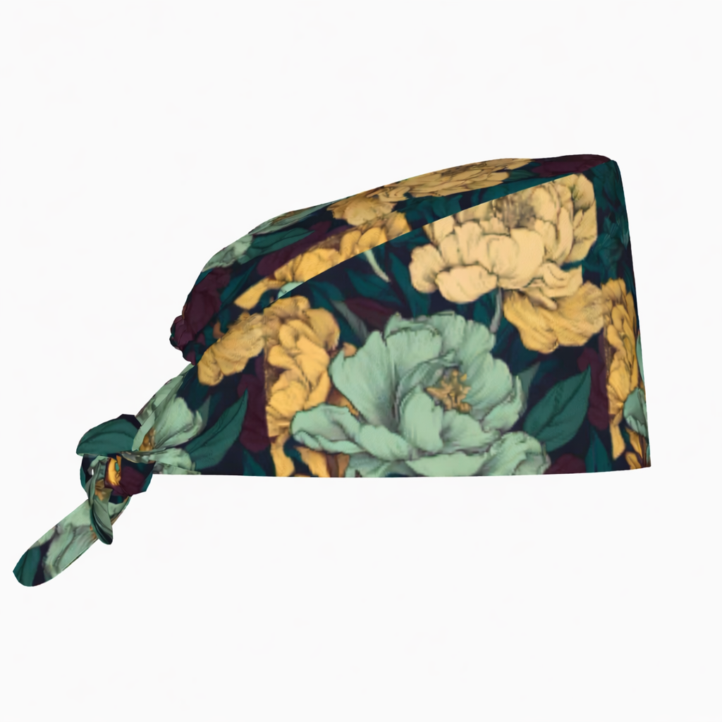 Cuffietta Chirurgica Floral Emerald per Infermieri, Medici, Chirurghi, Operatori Sanitari