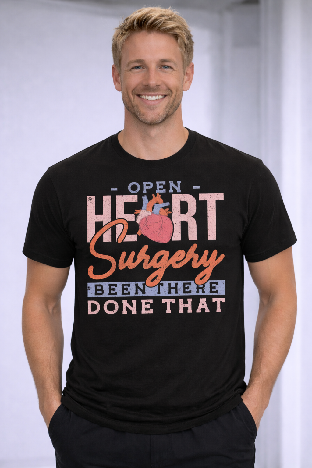 T-shirt Open Heart Uomo per Medici, Cardiologi, Infermieri, Operatori Sanitari