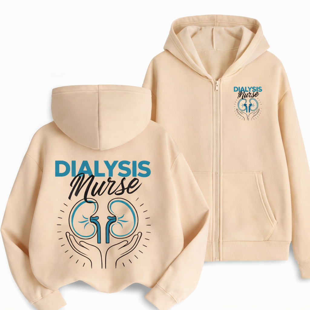 Felpa Dialysis Nurse Donna con Zip e Cappuccio per Infermiera di Dialisi