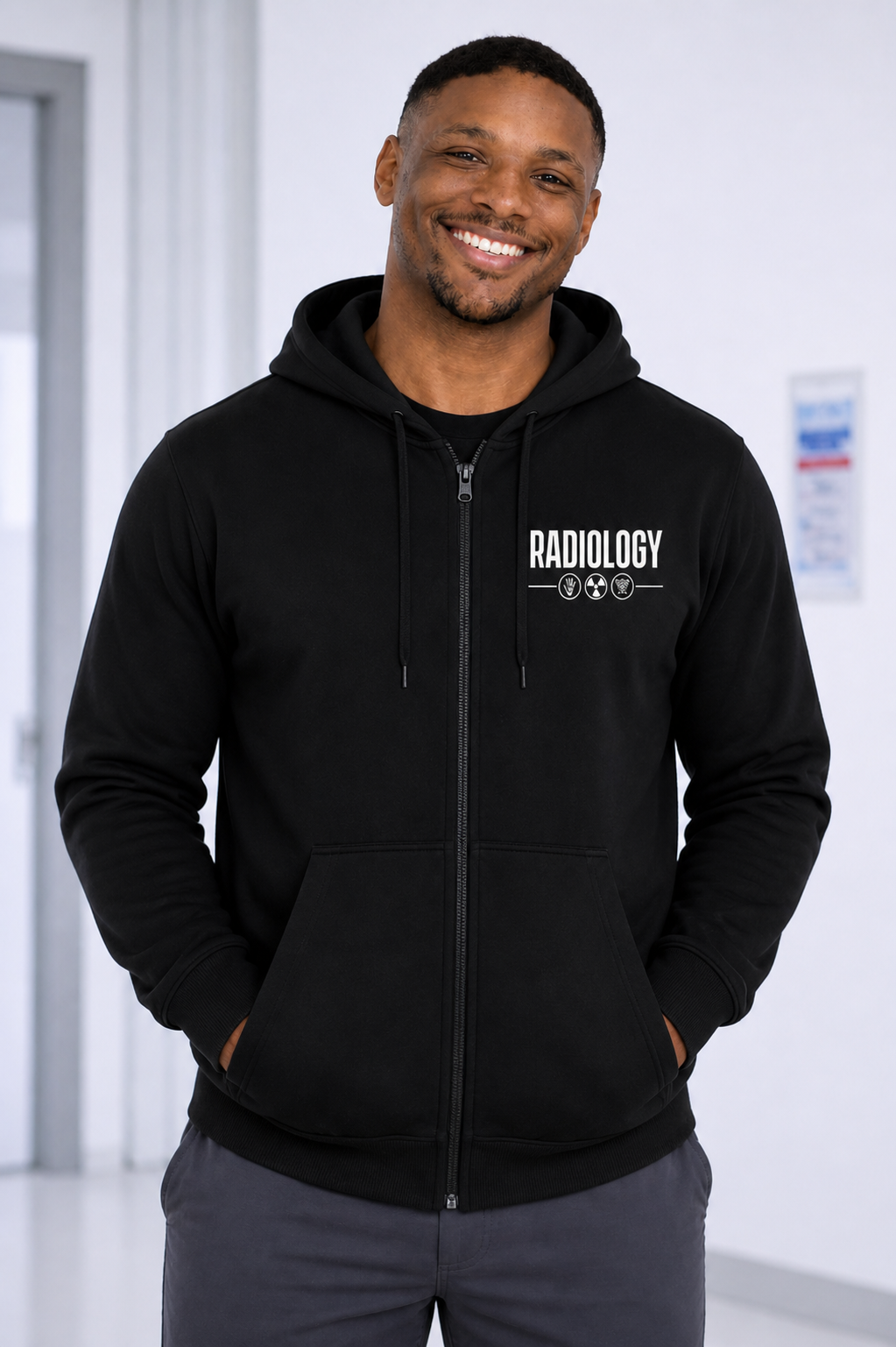 Felpa Radiology Crew Uomo con Zip per Radiologo, Medico, Tecnico di Radiologia, Infermiere,