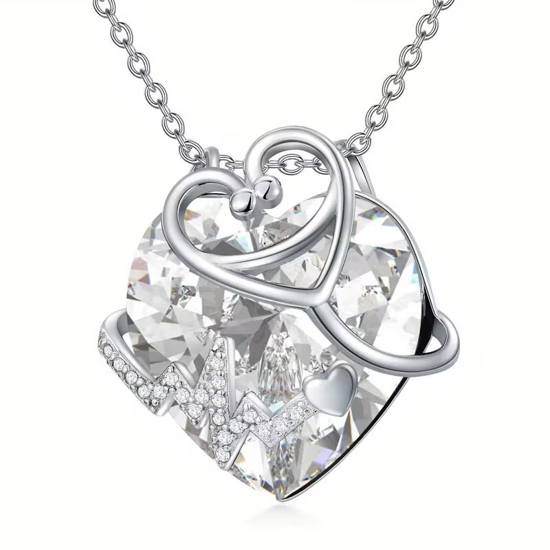 Collana Cristal in Argento e Pietra Portafortuna in Cristallo Artificiale Austriaco