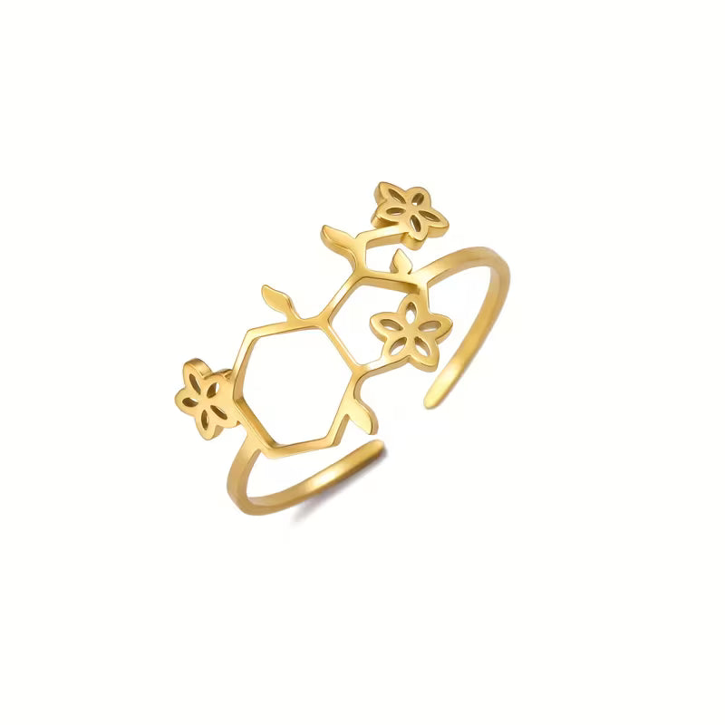 Anello Serotonina in Acciaio Inossidabile Oro o Argento Regolabile