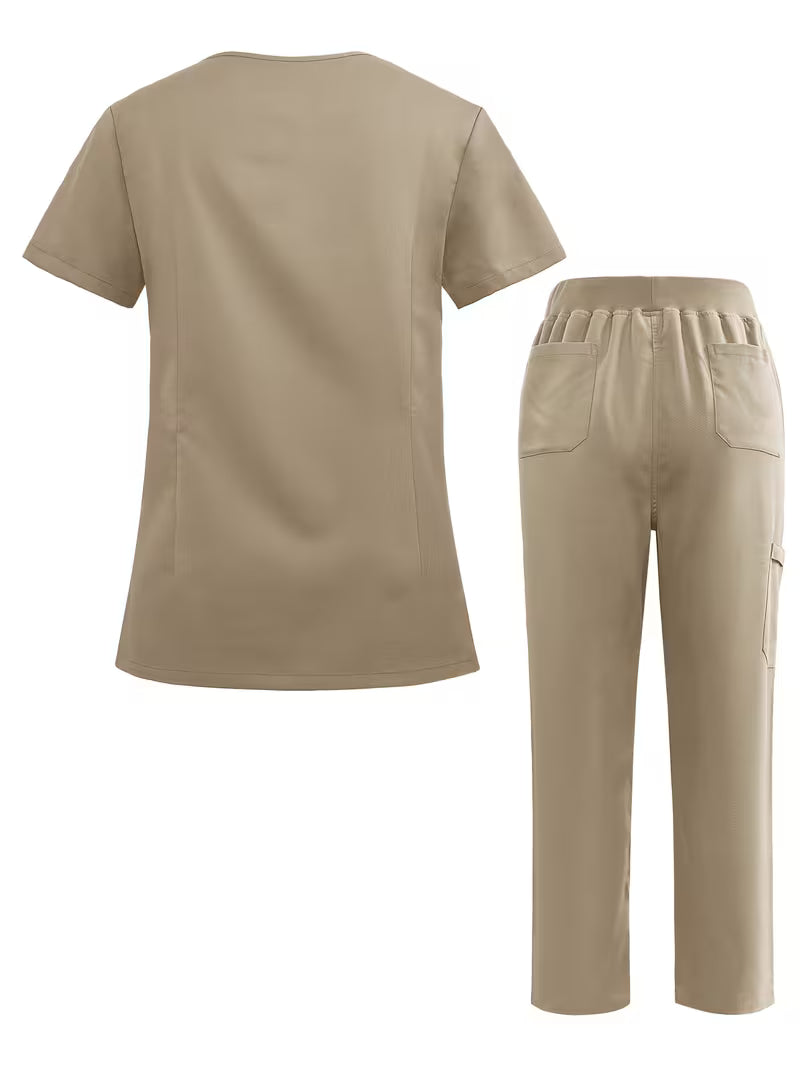 Scrub da Donna - Top con Scollo a V e Tasche + Pantalone