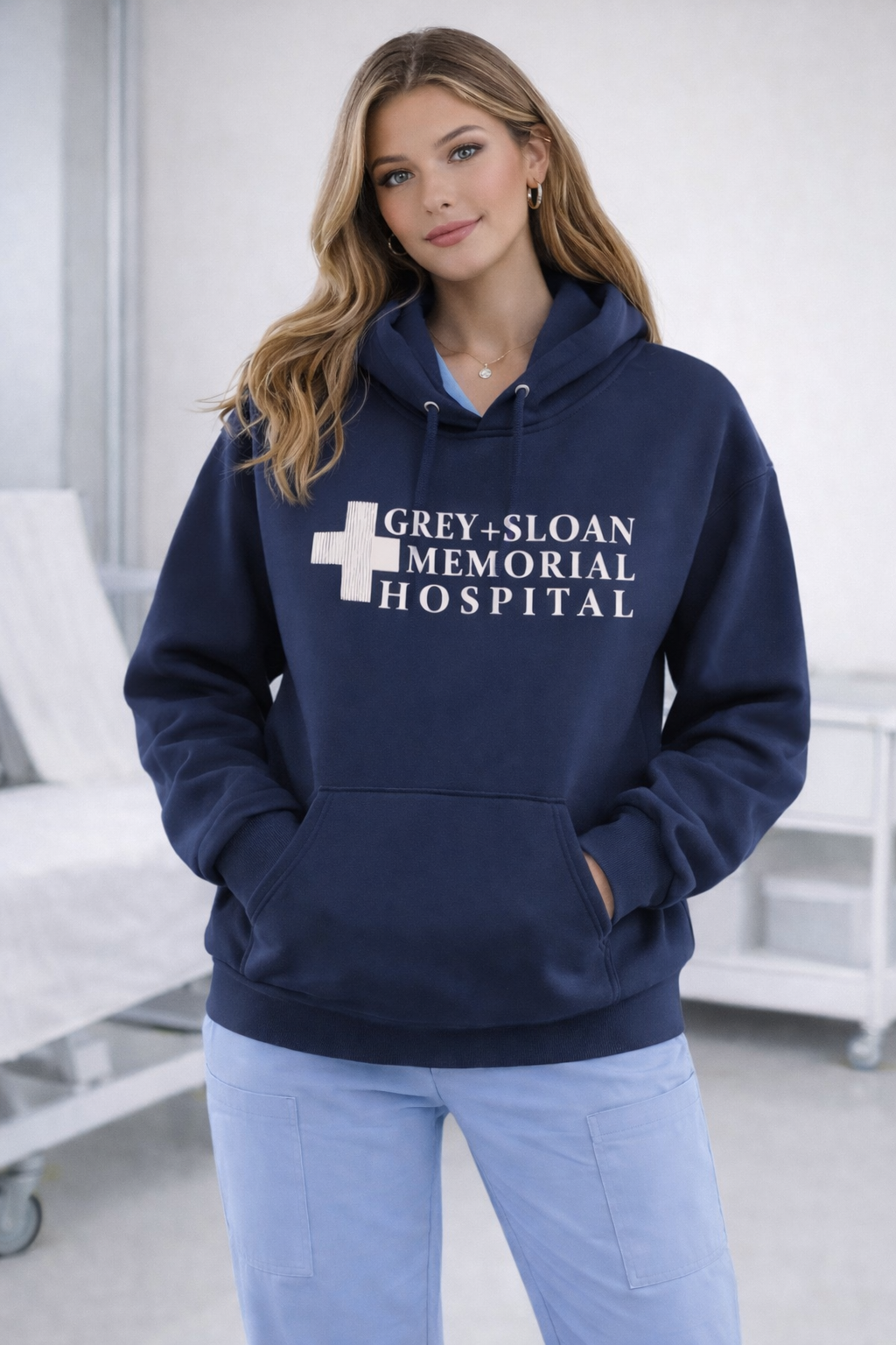 Felpa Grey + Sloan Memorial Hospital Donna con Cappuccio per Infermiera, Medico, Operatrice Sanitaria