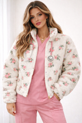 Giacca Teddy Invernale Fiori Rosa Donna