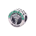 Charm Medical Doctor in Argento 925 con Zirconi Verdi