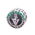 Charm Veterinary Doctor in Argento con Zirconi Verdi