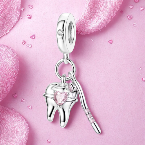 Charm Igienista Dentale in Argento e Zirconi