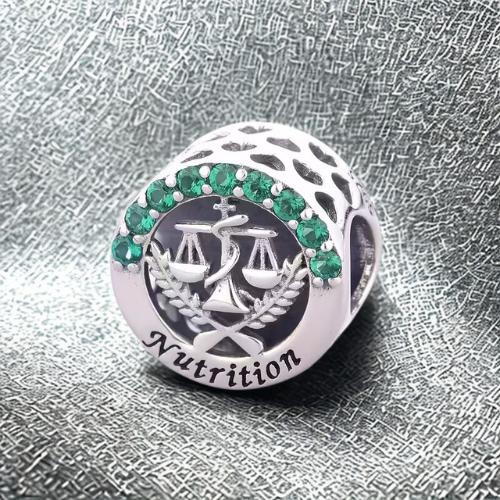 Charm Nutrition Doctor in Argento 925 con Zirconi Verdi