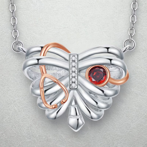 Collana Cuore della Sanità in Argento con Pietra Portafortuna