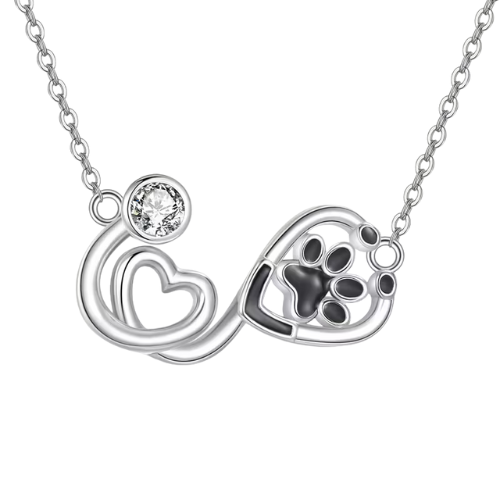 Collana Pet Lover in Argento e Zircone Bianco