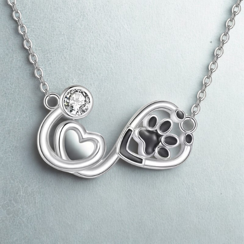 Collana Pet Lover in Argento e Zircone Bianco