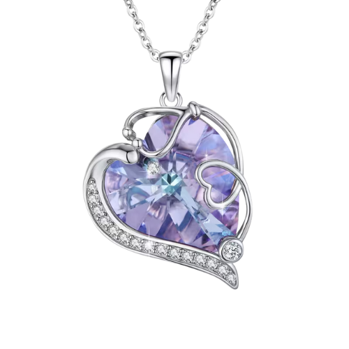 Collana Cristal in Argento con Pietra Portafortuna in Cristallo Artificiale