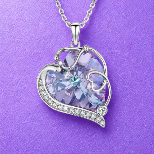 Collana Cristal in Argento con Pietra Portafortuna in Cristallo Artificiale