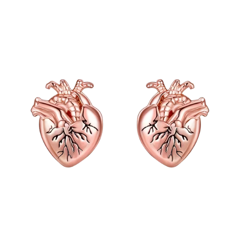 Orecchini Cuore Anatomico in Argento Placcato Oro Rosa