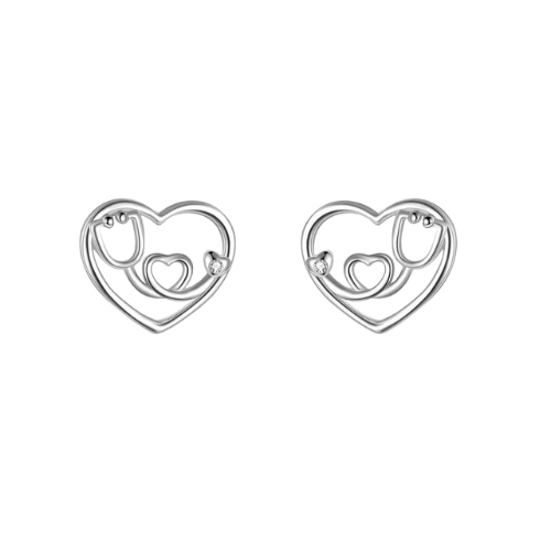 Orecchini Cuore Stetoscopio in Argento