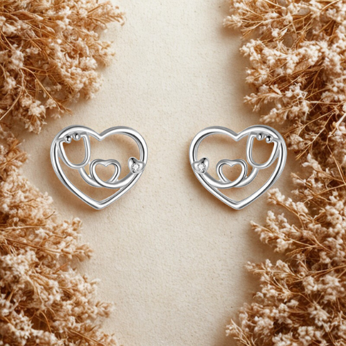 Orecchini Cuore Stetoscopio in Argento