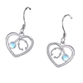 Orecchini Cuore Stetoscopio con Pietra Portafortuna in Argento