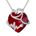 Collana Cuore Rosso in Argento e Pietra Portafortuna in Cristallo Artificiale Austriaco