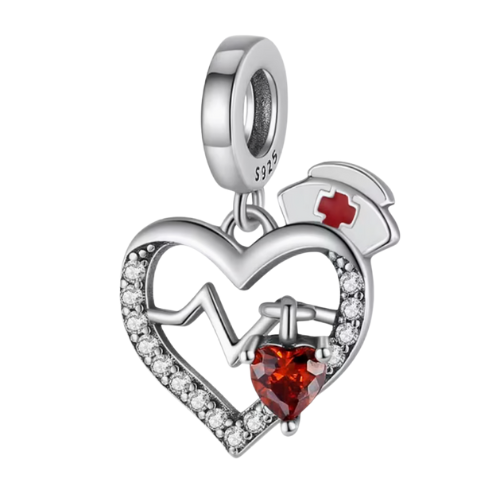 Charm Love Nurse in Argento e Zirconi