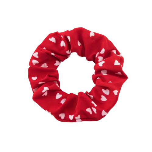 Scrunchie Rosso Cuori Bianchi in Tessuto Morbido per Infermieri, Medici, OSS, Operatori Sanitari