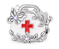 Charm Borsa Medica Floreale in Argento e Zirconi