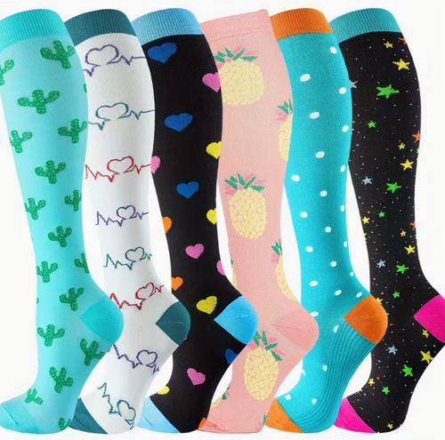 6 Calze Fantasia a Compressione Graduata per Infermieri, Medici, Operatori Sanitari